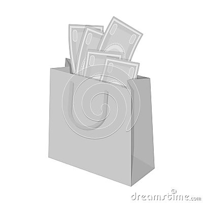 Bag with money. E-commerce single icon in monochrome style vector symbol stock illustration web. Vector Illustration