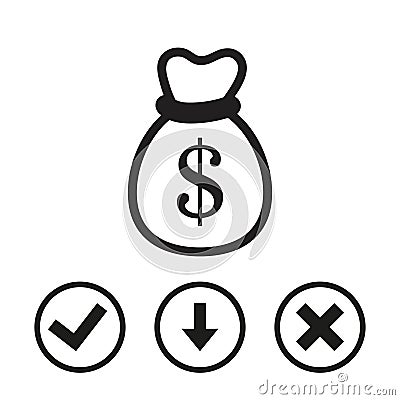 Bag of money icon stock vector illustration flat design Vector Illustration