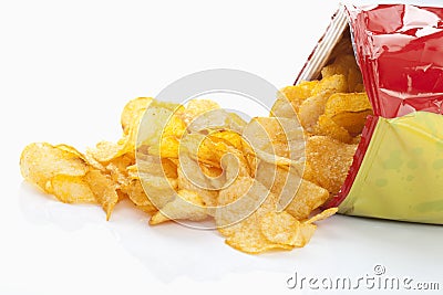 Bag of potato chips Stock Photo