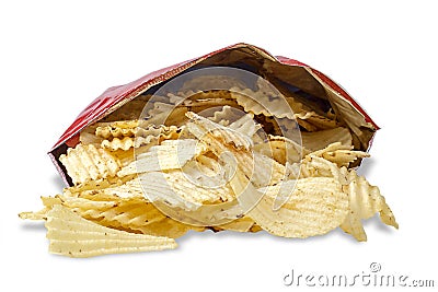 Bag Of Potato Chips On White Stock Photo