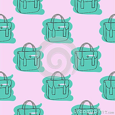 Bag seamless pattern pink hand drawn Vector Illustration