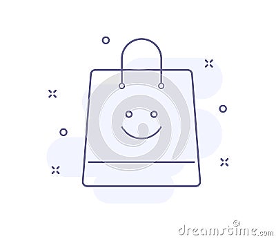 bag with smile outline vector illustration isolated Vector Illustration