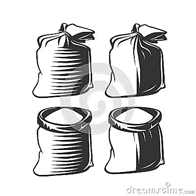 Bag of wheat flour and grains Vector Illustration