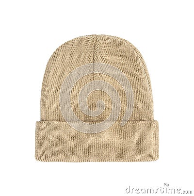 Bage beanie winter hat isolated on white background with clipping path. Stock Photo