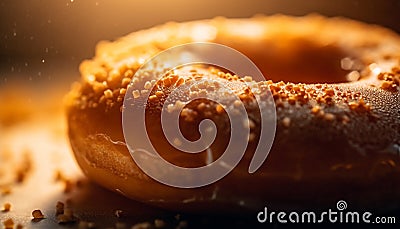 Bagel and donut stack, indulgent sweet treat generated by AI Stock Photo