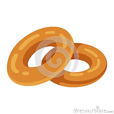 Bagel tasty bread roll in the shape of a ring Vector Illustration