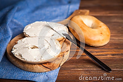 Bagels with cream cheese Stock Photo