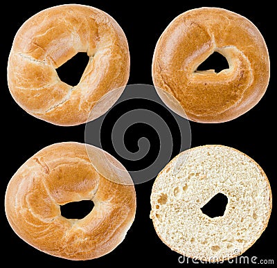 Bagels isolated on black Stock Photo