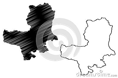 Bageshwar district Uttarakhand or Uttaranchal State, Republic of India map vector illustration, scribble sketch Bageshwar map Vector Illustration