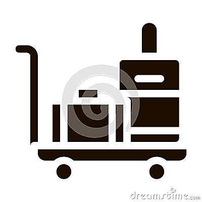 Baggage Cart With Valise Vector Icon Vector Illustration