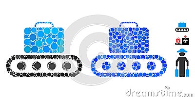 Baggage Conveyor Composition Icon of Spheric Items Vector Illustration