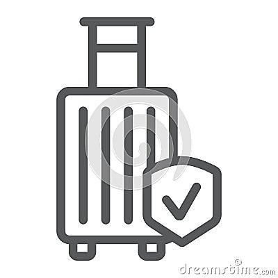 Baggage insurance line icon, protection and luggage, travel safety sign, vector graphics, a linear pattern on a white Vector Illustration