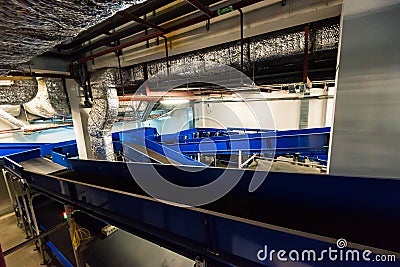 Baggage sorting center with empty baggage carousels Stock Photo