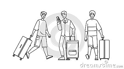 baggage travel man vector Cartoon Illustration