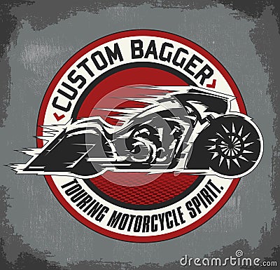 Bagger custom Motorcycle circular badge Vector Illustration