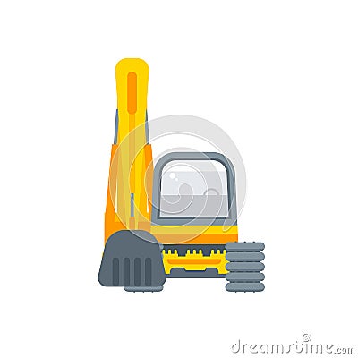 Bagger illustration front view in flat style Vector Illustration