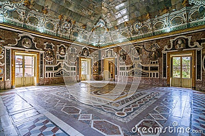 Indoor sight in the beautiful Villa Palagonia in Bagheria, near Palermo. Sicily, Italy. Stock Photo