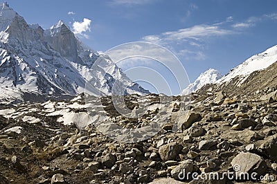 Baghirathi Parbat and Gangotri glacier Stock Photo