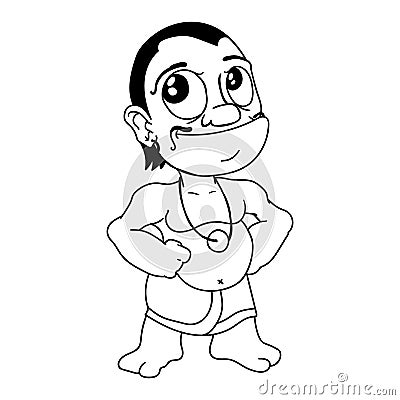 Cartoon troll coloring page Vector Illustration