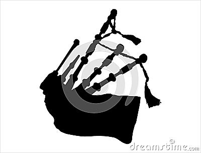 Bagpipe silhouette vector art white background Vector Illustration