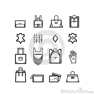 Bags icons. women bags icons, bags shop icons. Stock Photo