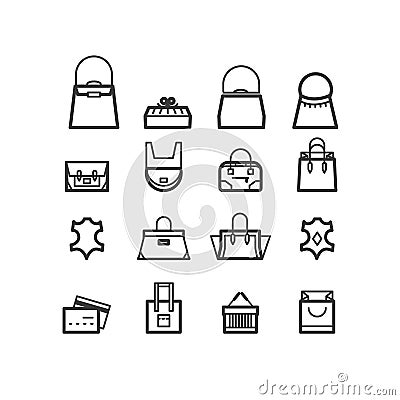 Bags icons. women bags icons, bags shop icons. Stock Photo