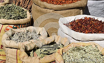 Bags of Spices Stock Photo