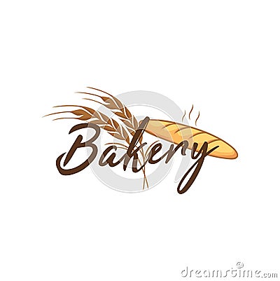 Baguette Bakery and Dessert Logo, Sign, Icon, Emblem, Flat Vector Design Vector Illustration