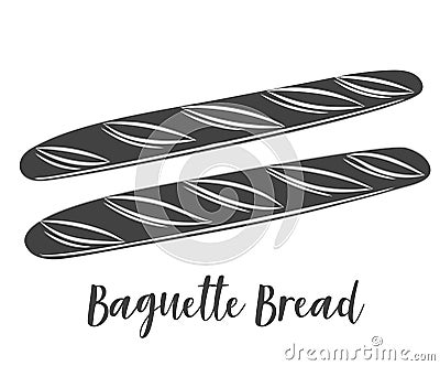 Baguette bread glyph Vector Illustration