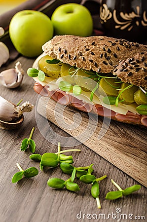 Baguette with the Prague ham Stock Photo