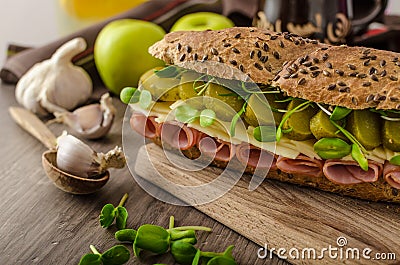 Baguette with the Prague ham Stock Photo