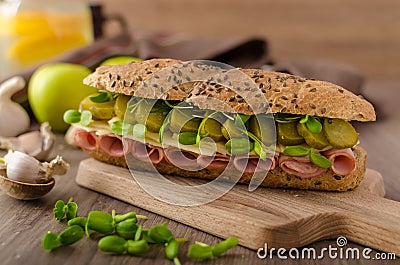 Baguette with the Prague ham Stock Photo