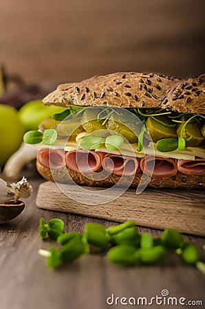 Baguette with the Prague ham Stock Photo