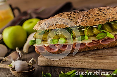 Baguette with the Prague ham Stock Photo