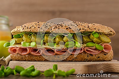 Baguette with the Prague ham Stock Photo