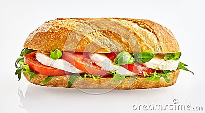 Baguette sandwich with Capresi salad filling Stock Photo