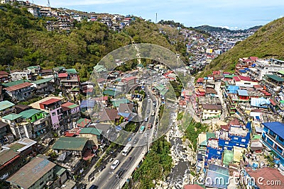 Baguio City, Philippines - The Valley of Colors along the Halsema Highway, between the border of La Trinidad and Baguio Editorial Stock Photo