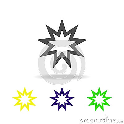 Baha Nine pointed star sign multicolored icon. Detailed Baha Nine pointed star icon can be used for web, logo, mobile app, UI, UX Stock Photo