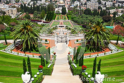 Bahai Gardens in Haifa Israel. Stock Photo