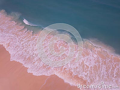 Bahamas: Aerial view turquoise water of Pink Beach, summer vacation on Harbour Island, travel and dream beach concept Stock Photo