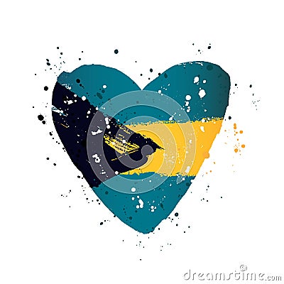 Bahamas flag in the form of a big heart Vector Illustration