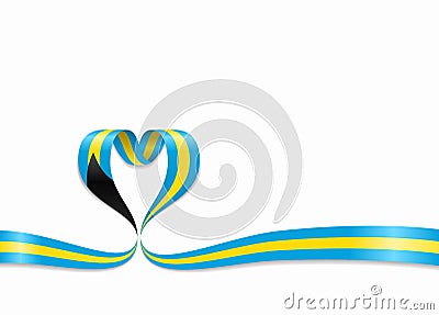 Bahamas flag heart-shaped ribbon. Vector illustration. Vector Illustration