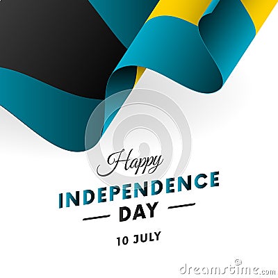 Bahamas Independence Day. 10 July. Waving flag in heart. Vector. Vector Illustration