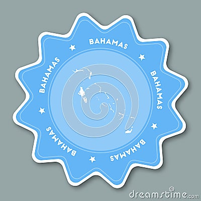 Bahamas map sticker in trendy colors. Vector Illustration