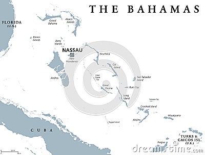 The Bahamas political map Vector Illustration