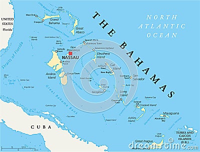 The Bahamas Political Map Vector Illustration