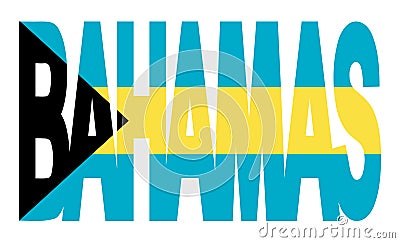 Bahamas text with flag Vector Illustration