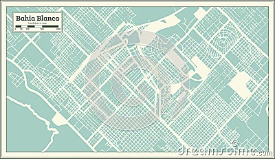 Bahia Blanca Argentina City Map in Retro Style. Outline Map Stock Photo