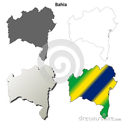 Bahia blank outline map set Vector Illustration