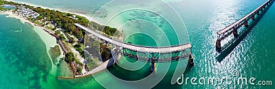 Bahia Honda Bridge panoramic aerial view on Overseas Highway - F Stock Photo